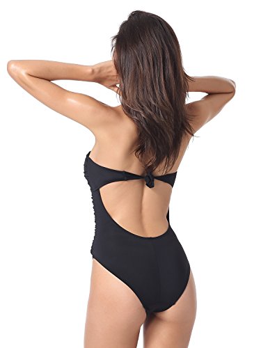 Dobreva Damen Bandeau Badeanzug – Einteiler Bademode Mit Abnehmbare Neckholder - 3