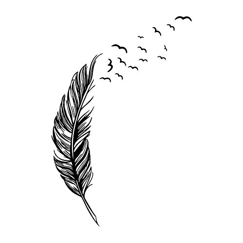 HSLwandsticker - wandtattoo ein grosser vogel feder muster fur schlafzimmer und wohnzimmer schwarz