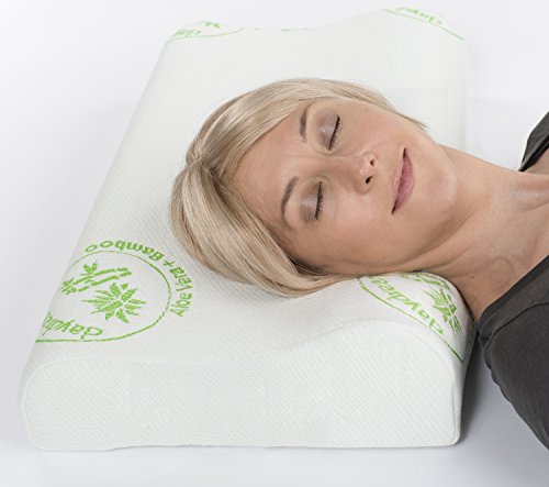 daydream: orthopädisches HWS Nackenstützkissen aus Memory Foam (Maße: 63x35x9/11 cm) mit blauem Gel + Bezug aus BAMBUS-Stoff mit ALOE VERA (P-03) - 2