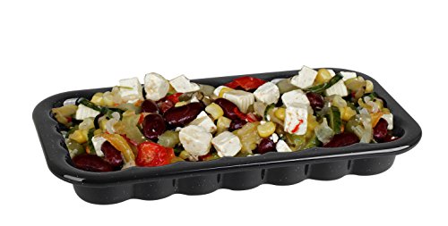 Fackelmann Grillschale Emaille 2er Set, kratzfest und schnittfest – wiederverwendbar – leicht zu reinigen, Servierschale, Schälchen, Grillzubehör, Schale ideal für Feta, Gemüse, Meeresfrüchte/Seafood (Farbe: schwarz) – Größe: 21 x 12 cm, Menge: 2 Stück - 6