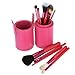 Abody New 12pcs Professional Wooden Handle Makeup Brush Set Cosmetic Brush Kit Makeup Tool with Cup Leather Holder Case (Rose)
