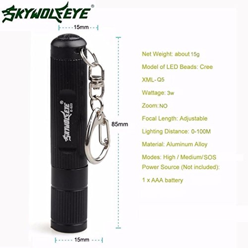 Taschenlampe,WINWINTOM Mini 3000LM Zoomable CREE Q5 LED Taschenlampe 3 Modus-Fackel - 4