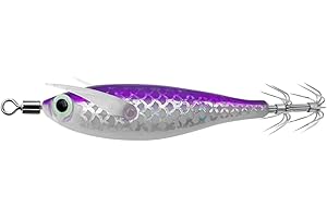 AMZLORD Anzuelo de Calamar Luminoso, Sepia Que atrae señuelo, Anzuelo Doble, Cebo de Calamar Que Brilla en la Oscuridad con Ojos 3D, Cebo de Pulpo Falso para Agua Salada y Dulce