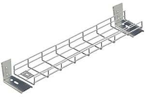 Direct Channel Under Desk Cable Tray Basket, Wire Management for Office Desk - 800mm (80cm) w/Brackets & Fixings – Silver