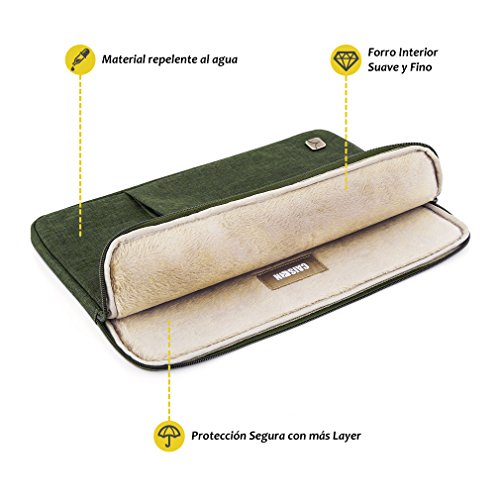 Caison 11.6 Zoll Wasserdicht Klassisch Laptop Sleeve Case Hülle Notebook Tasche Schoner Abdeckung Microsoft 12.3″ Surface Pro 4 / 12″ Surface Pro 3 / Apple 11″ MacBook Air (Militärgrün) - 3