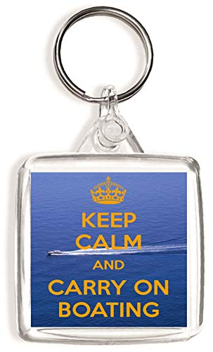 Keep Calm and Carry On Boating - Square Keyring