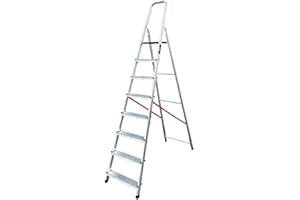 BTF - Escalera Tijera Plegable - 8 Peldaños en Aluminio - Escaleras Plegables Aluminio - Hecho en Europa - Portátil y Plegable. BTF.TJL108