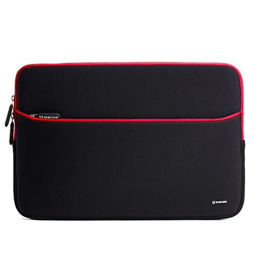 Laptophülle, Evecase Universal 15.6 Zoll Neopren Laptop Schutzhülle mit vorderseitigem Zubehörfach für Laptops Notebook Ultrabook Macbook – Schwarz / Rot - 2