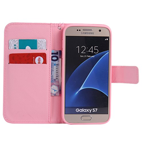 Feeltech Samsung Galaxy S7 Hülle PU-Leder und Brieftasche Bunte Muster Fall mit Magnetverschluss, Hybrid-Kickstand mit Stand-Funktion, schlagen Sie schützende weiche TPU Stoßstangenabdeckung und Kreditkartenhalter für Samsung Galaxy S7 Handgelenk Bügel-Buch-Art-Geldbeutel-Tasche mit 2 In 1 Berühren Sie Stift – Sonnenblume - 5