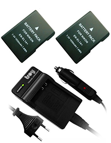 Troy - 2 x Batteries rechargeables   chargeur dans un ensemble pour Nikon D3100  D3200  D5100  D5200  D5300  D5500  D5600  P7000  P7100  P7700 remplac   EN-EL14  ENEL14