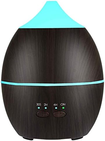 Aroma Diffuser, Lospu HY 300ml Humidifier Ultrasonic Diffuser Aromatherapy Humidifier Essential Oils Humidifier Wood Grain Air Purifier with 7 Colors LED Lights for Home, Yoga, SPA, Babies, Bedroom, Living Room and Office etc (Brown)