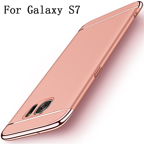Galaxy S7 Case,Heyqie 3 in 1 Ultra-Thin 360 Full Body Anti-Scratch Shockproof Hard PC Non-Slip Skin Smooth Back Cover Case with Electroplate Bumper for Samsung Galaxy S7 - Rose Gold