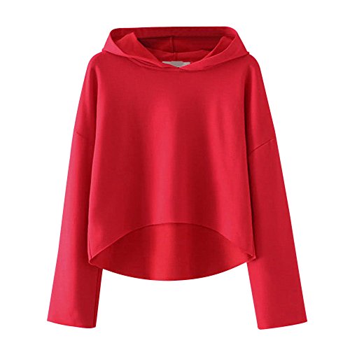 Preisvergleich Produktbild Damen Kaputzenpullover, iHee Frauen Mode Rot Langarmshirt Hoodie Sweatshirt Pullover Pullover Tops Bluse (L, Rot)