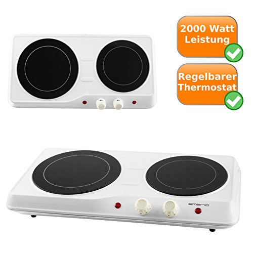 Campingherd mit Doppel-Kochplatte, elektrischer Infrarot Herdkocher, Camping-Kocher, Elektroherd mit starker 2000Watt Leistung - 2