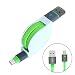 Produktbild Interesting® Green 1M Quick Charger Einziehbares TPE USB 3.1 Typ C Daten Ladegerät Ladekabel