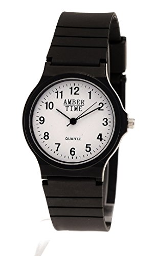 Pure Time Kinder-Uhr Mädchen-Uhr Quarz-Uhr Silikon-Uhr Jungen-Uhr Sport-Uhr Armband  Schwarz Weiß