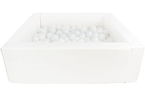 Velinda Soft play ball pit, home ball pit, indoor, outdoor, ball pit + 200 balls (Ball pit/balls colour: white/white)
