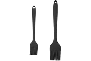 JIAMAOHUA 2 Pcs Silicone Basting Pastry Brush,Oil Brush for Cooking BBQ Silicone Brush Kitchen Oil Brushes for Grill Barbecue BBQ Baking,Black Heat-Resistant Cooking Pastry Butter Cook Tools