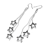 Material: plateado TONKOW Pendientes Colgantes con Forma de Estrella