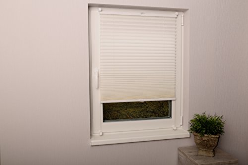 Plissee 70 x 130 cm Creme Crushed-Optik Fertigplissee verspannt ohne Bohren - 2