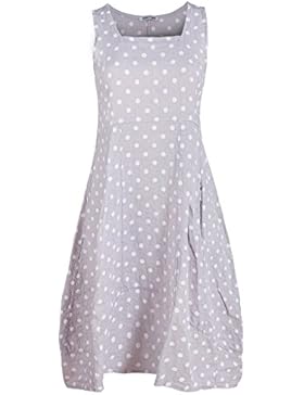 Leinenkleid mit Punkten ärmellos XXL (Größen 44 46 48 50) Sommerkleid gepunkted