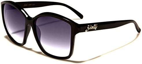 Giselle Brinley Ladies Designer Fashion Sunglasses with Polar Eyes microfibre pouch - Full UV400 protection (Black frame with smoke tint lens)