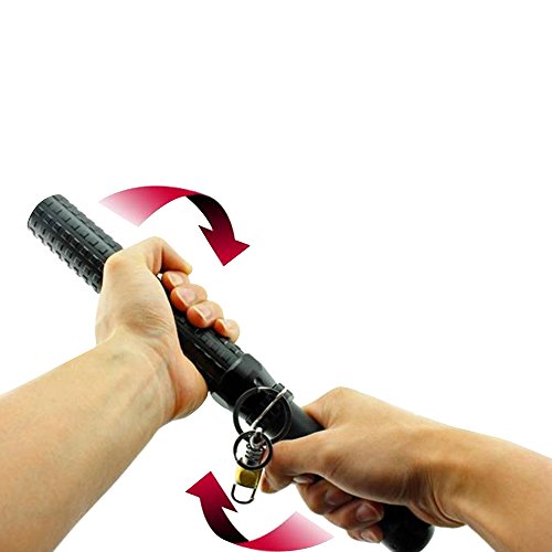 Tping Zoomable CREE Q5 LED Taschenlampe Lange Spikes Mace Baseballschläger Form Taschenlampe für Selbstverteidigung, Camping, Wandern (Schwarz) - 6