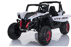 FINOOS Elektroauto für Kinder UTV-MX Buggy 24V, kinderauto 2 Sitzer, kinderelektro Auto mit 2,4 Ghz Fernbedienung, 4x4 Allrad angetrieben, Batterie: 2x12V, 2-7 Jahre (Weiß)