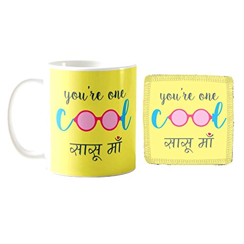 YaYa cafe Mothers Day Gifts for Mother in Law, Cool Sasu Maa Gift Combo for Mother-in-Law Set of 2 - Mug, Coaster