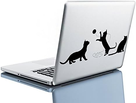 cats (20x7 cm) Vinyl Wall Decal Cute Playing/Happy 3 Kittens Silhouette Art Decor Removable Sticker/Home DIY Mural + Free Random Decal Gift