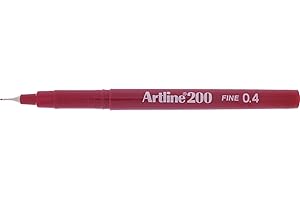 Artline 200 Dark Red Fineliner Technical Drawing Pens - Pack 12