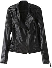 Cazadora Para Mujer De Imitación De Cuero Acolchado. Cierre Cremallera Con Detalle De Costura