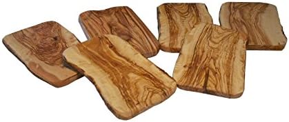 Rustic Olive Wood Serving, Cheese, Cutting, Presentation Board, 6 pieces, approx. 15 x 20 cm, 100% Spanish olive wood