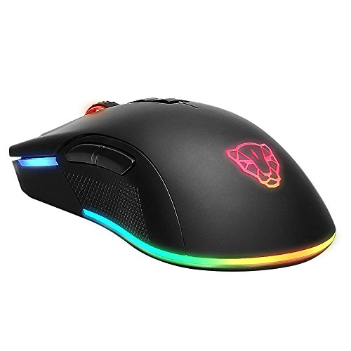 Motospeed Rat  n Gaming Profesional 3500DPI -7 Botones -Cableado Computadora Raton Gaming Programable RGB-Compatible con Windows 7  8  10  XP  Vista  ME  2000 y Mac OS  Color Negro