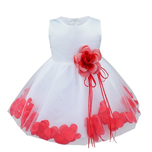 YiZYiF Petals Flower Girl Baby Sleeveless Wedding Formal Bridesmaid Party Princess Dress 9 - 12 Months Red