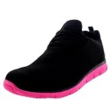 Mujer Get Fit Mesh Corriendo Para Caminar Fitness Bajo Top Deportes Zapatillas - Negro/Fuchsia - UK6/EU39 - BS0101