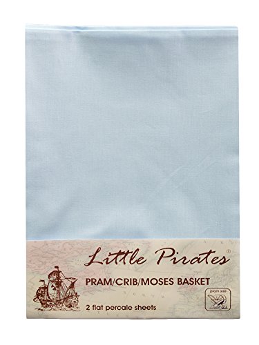 Little Pirates Lot de 2 draps pour berceau/landau 100% coton brossé Bleu