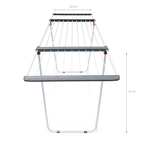 Relaxdays Trockenständer H x B x T: ca. 104 x 169 x 54,5 cm Wäscheständer ausziehbar aus Stahl mit einer Trockenlänge von circa 18 m für Wäsche, Kleidung, Textilien als Flügelwäscheständer, weiß - 5