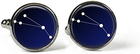 Rosetta London ARIES Constellation Sky Zodiac - Glass Picture Cufflinks – Silver Plated (Art Print Photo)