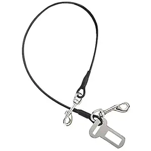 GraceMe Car Small Medium Large Pet Dog Cat Seat Safety Belt No-Chew Leash Restraint Harness Coated Stainless Steel Heavy Duty Latch Isofix Connector (Medium - 24 Inch, LATCH BUCKLE & SEATBELT BUC