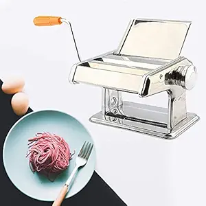 Stark Enterprise Stainless Steel Nice Pasta Maker Machine for Noodle Cutter Roller Press Spaghetti Tagliatelle Fettuccine Maker, Pasta Cutter, Chrome, Hand Crank Clamp Noodle Making Machine