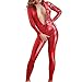 Produktbild Damen Kostüm Wet Look Catsuit Bodysuits Bodys Dessous Nachtkleid Party Clubwear Catlady Kostüm Einteiler Hosenanzug Overall in Leder-Optik Gr. M L Rot L