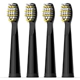 Fairywill Electric Toothbrush Replaceable Head x 4 with Hard Bristle Solely Compatible for FW507,FW917,FW508,FW659,FW515 Series Black Toothbrush(FW06)