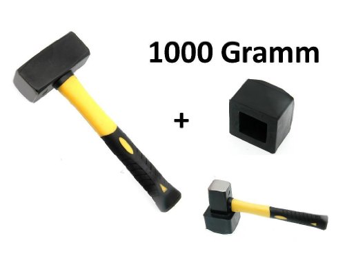 Set Fäustel Fiberglas 1000 gr mit Gummiaufsatz