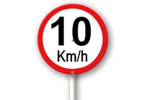Geroclonup Segnale limite di velocità 10 km con pali in metallo, cartello in alluminio per uso esterno, 23 x 23 cm, resistente alle intemperie