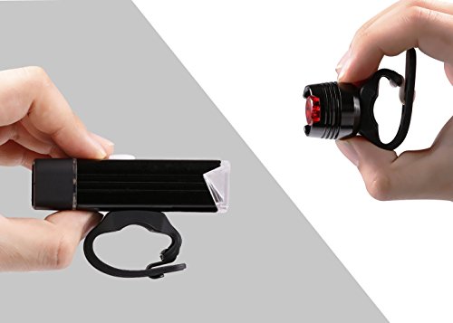 LED Fahrradbeleuchtung Wasserdichte IPX4 USB Wiederaufladbare Fahrradlampe 180 Lumen Fahrradlicht mit 4 Licht Modi Frontlichter und 3 Licht Modi Rücklicht, als Taschenlampe, von AGPTEK LC01 - 2