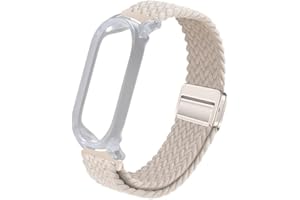 TUDIA Snap On PC Case & Adjustable Braided Magnetic Wristband Compatible with PLAUD NotePin AI Voice Recorder [for 4.8"-9.0" Wrists] Comfort Lightweight Stretchable Strap Secure Accessories (Beige)