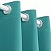 Deconovo Eyelet Thermal Insulated Ready Made Curtain Energy Saving Blackout Curtain for Bedroom with Matching Tie Back 140x245cm Turquoise 1 Piece