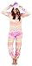 Produktbild Damen Fairisle Einteiler Fleece Overall mit Kapuze Einteiler Hausanzug Bademantel Schlafanzüge Mädchen Damen - Rainbow Einhorn, XL