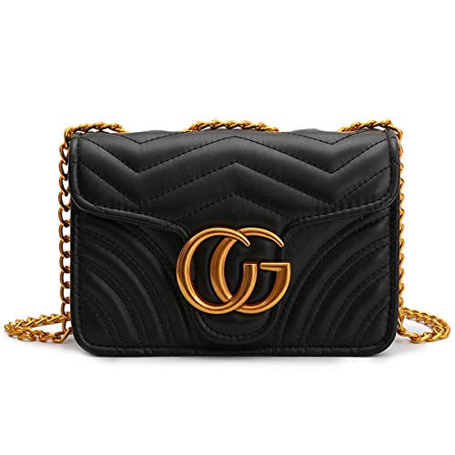 Preisvergleich Produktbild KKGG Damenhandtaschen International Damen Tote Tasche 2018 Neue Schultertasche Modeketten Tasche Diagonal Tasche 20X8X13Cm - Schwarz